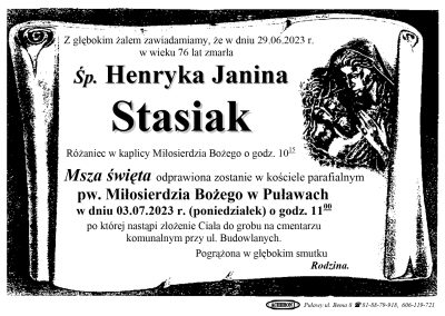 Stasiak Henryka Janina