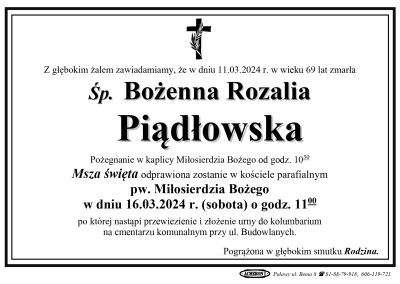 Piądłowska Bożenna Rozalia