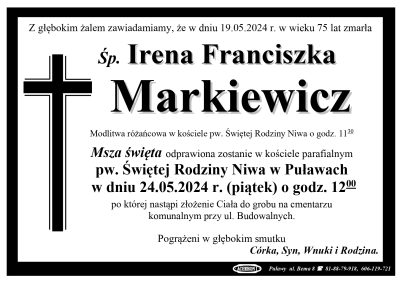 Markiewicz Irena Franciszka