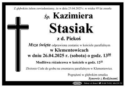 Stasiak Kazimiera