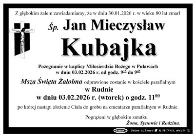 Kubajka Jan Mieczysław