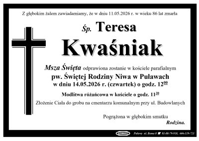 Kwaśniak Teresa